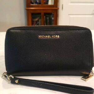 Michael Kors Black Leather Wallet/Wristlet